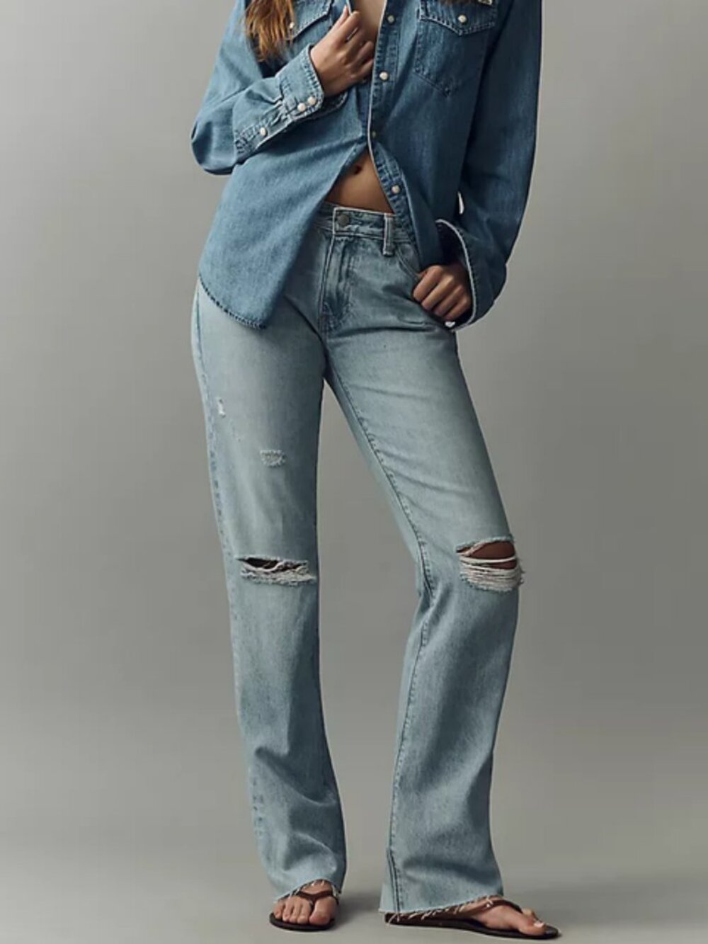 NWT AG Sandra Low Rise Straight Leg Jeans Size 27 Deconstructed Relaxed Fit